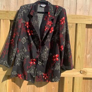 Kelly Stevens vintage black red‎ blazer size medium